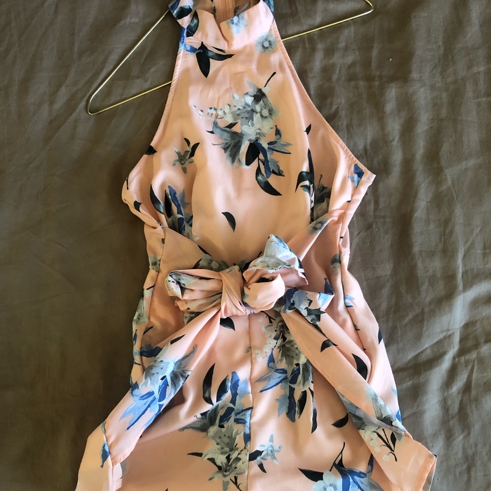 Peach floral romper